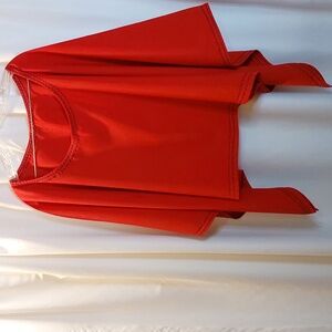 Chic Red Poncho Style Dolman Sleeves Top with Black Accent Trim
